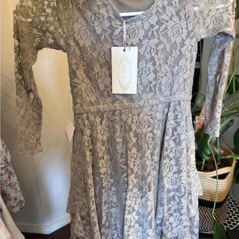 Joyfolie Mia Joy Girls Sandy‎ Lace Dress in Taupe NWT Size 6 MSRP $89